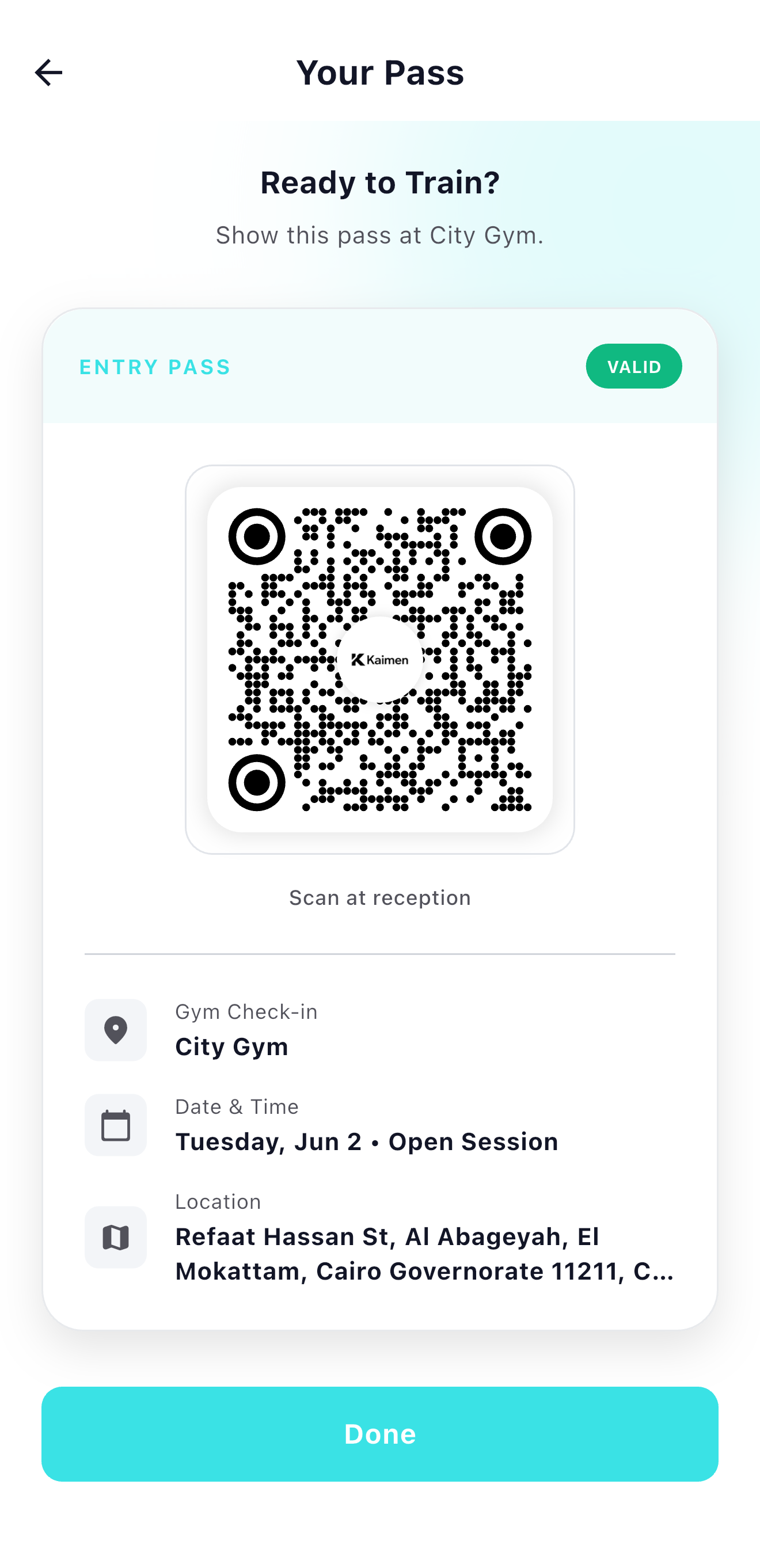 Check in with QR in the Kaimen app
